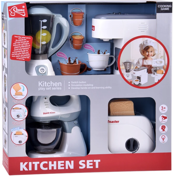 Jokomisiada Large set of small household appliances for play mixer toaster plakiklis kavos virimo aparatas ZA5577