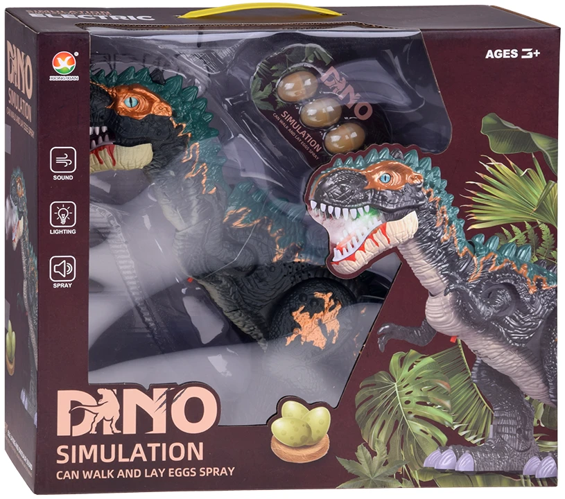 Jokomisiada Large robot dinosaur walks, roars, LAYS EGGS, light effects pair ZA5716