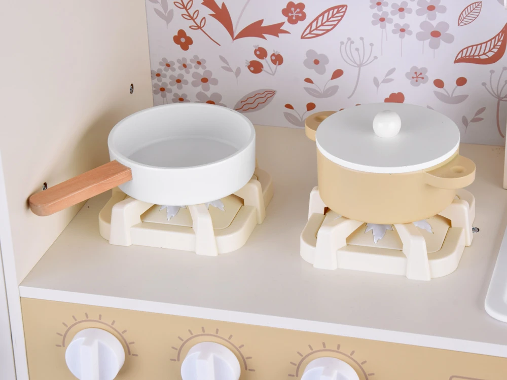 Jokomisiada Beautiful Large Wooden Kitchen for Children Oven Skalbimo mašina Šaldytuvas ZA5271
