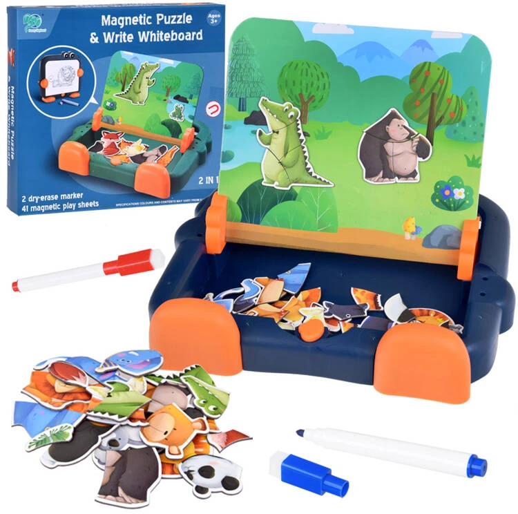 Dėlionė Jokomisiada Magnetic board 2in1 magnetic puzzle animal drawing board ZA5157