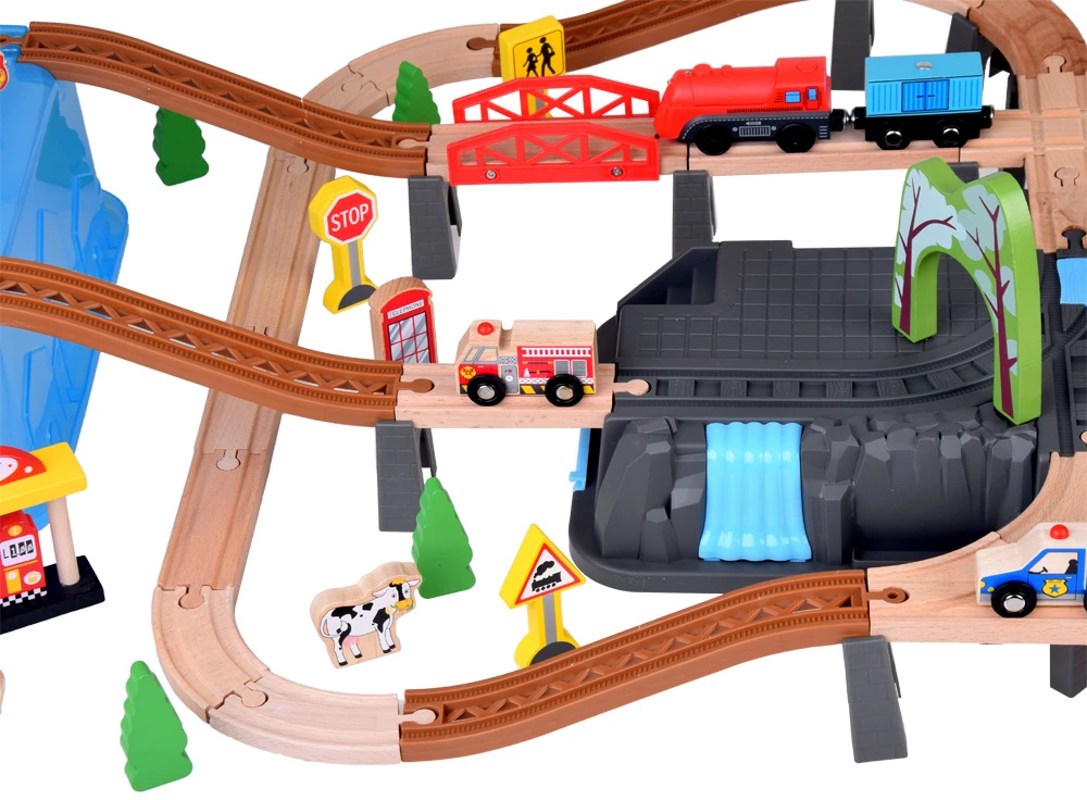 Jokomisiada Mediniai traukinių blokai Build a City Train Locomotive 100 vnt ZA5380