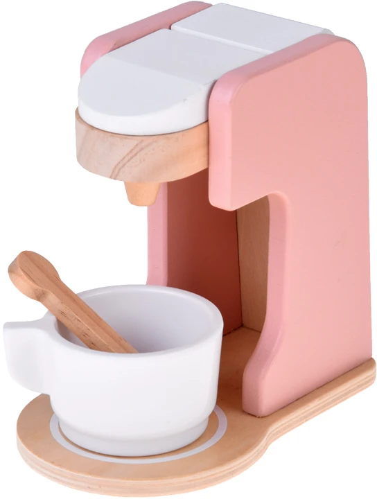 Jokomisiada Wooden Set Toaster Coffee Machine Mixer + Accessories – Small Pretend Play Appliances ZA5929