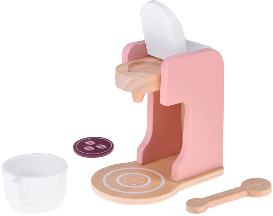 Jokomisiada Wooden Set Toaster Coffee Machine Mixer + Accessories – Small Pretend Play Appliances ZA5929