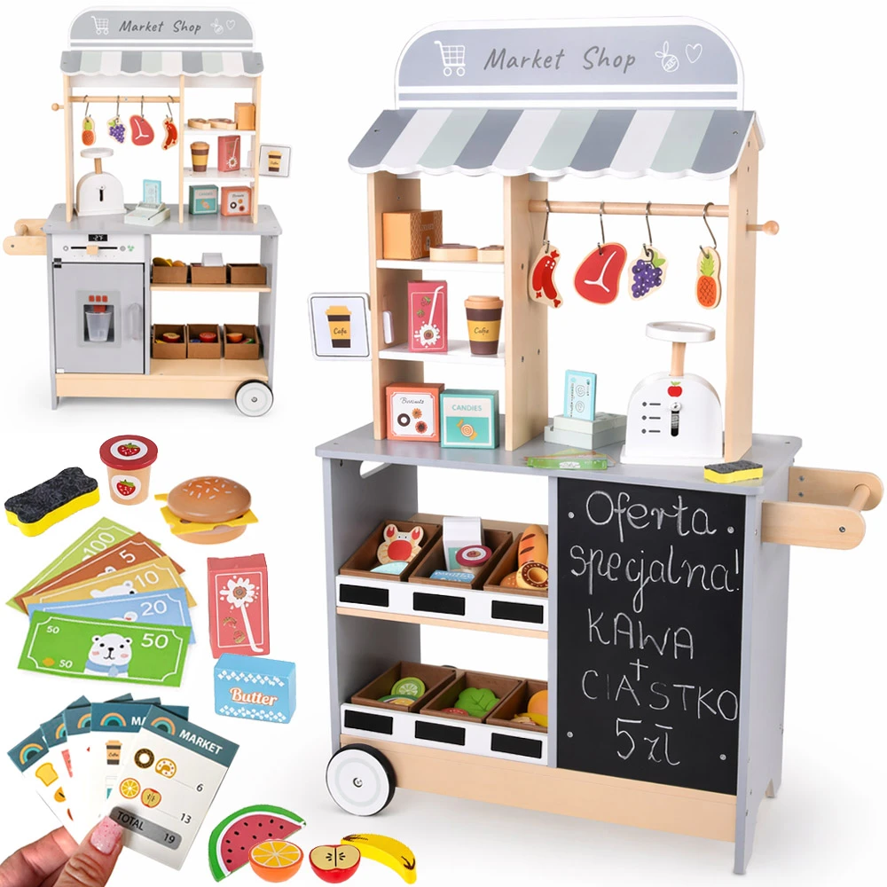 Jokomisiada Wooden shop for children - interactive MARKET with ice cube maker ZA6167
