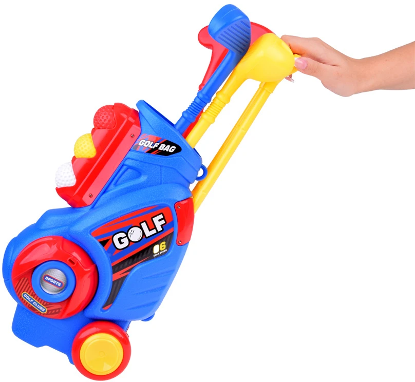 Jokomisiada Mini golfo rinkinys lazdos + kamuoliukai + stovas ant ratukų vaikams SP0804