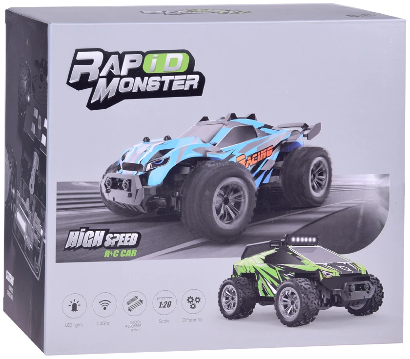 Jokomisiada Nuotoliniu būdu valdomas automobilis RAPID MONSTER su nuotolinio valdymo pulteliu + apšvietimas RC0682