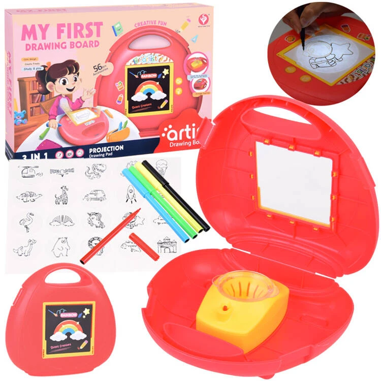 Jokomisiada PROJEKTORIUS - 3 viename lagaminas piešimo pamokoms + skaidrės ir žymekliai TA0108