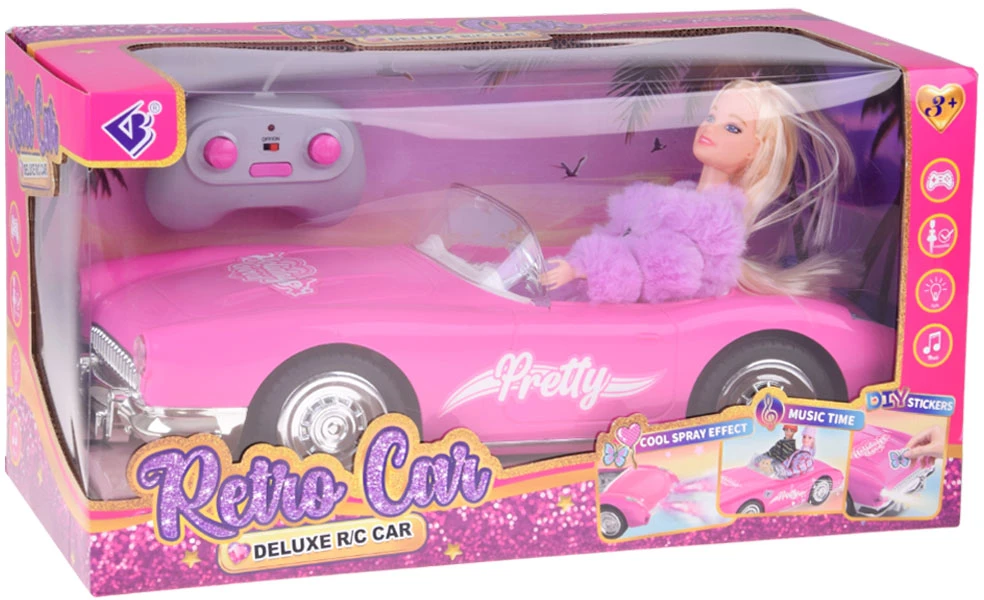 Jokomisiada Remote-Control Retro Cadillac Car + Elegant Doll in Fur RC0745