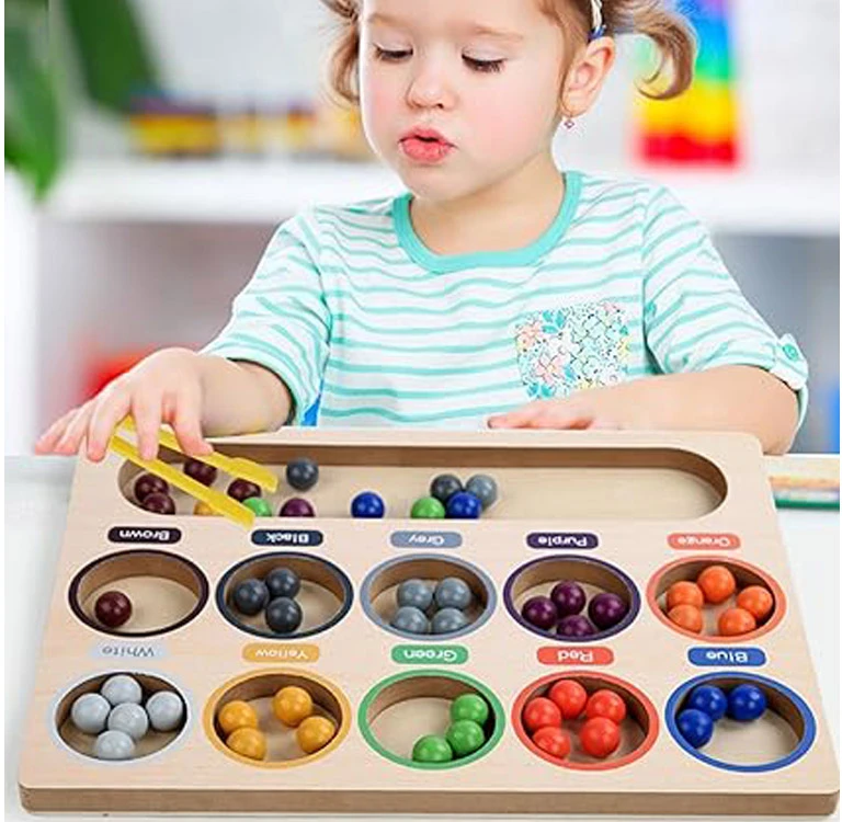 Jokomisiada Spalvoti rutuliukai Montessori dėlionė Mozaikos rūšiuoklė mokymosi spalvų ZA5329