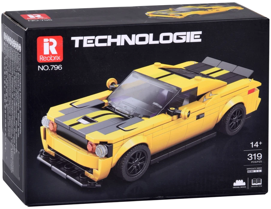 Dėlionė Jokomisiada Techniniai kaladėlės 319 detalių + lipdukai Geltona Sports Car ZA5260