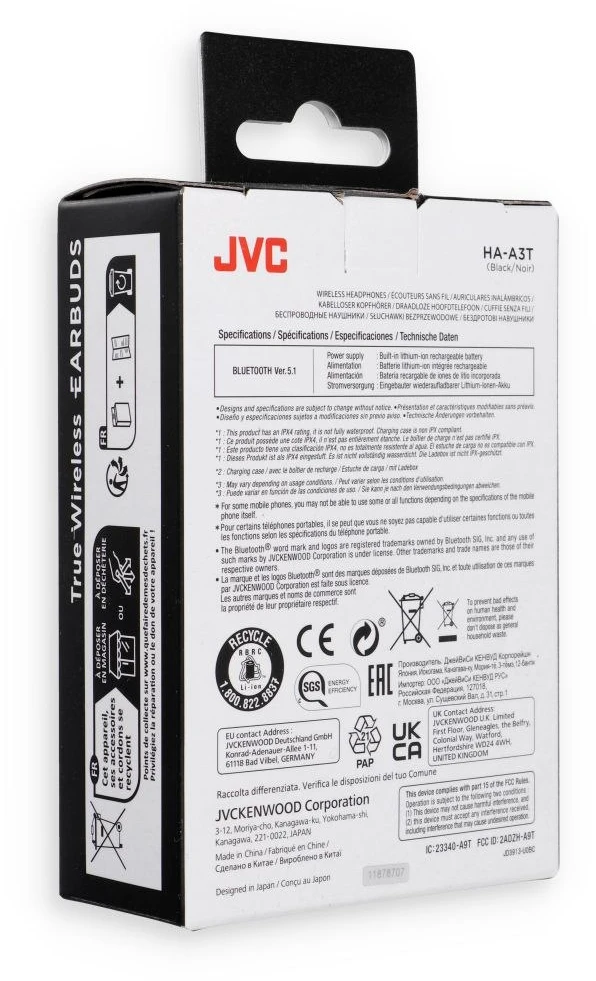 Belaidės Ausinės - JVC HA-A3T Bluetooth 5.1 Juodos