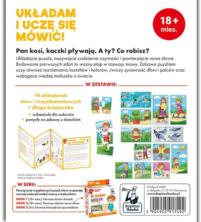 Kapitan Nauka Kapitono mokslas Pirmoji dėlionė pėsčiomis 14 galvosūkių + knyga KS1020