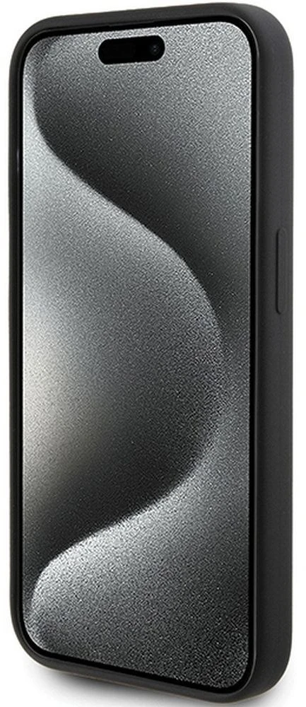 Karl Lagerfeld KLHCP15LSKSBMCK iPhone 15 Pro 6.1″ juodos spalvos kietas dėklas Silicone Karl Script