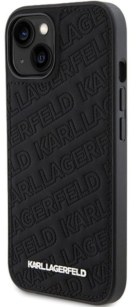 Karl Lagerfeld KLHCP15SPQKPMK iPhone 15/ 14 / 13 6.1″ juodos spalvos kietas dėklas Quilted K Pattern