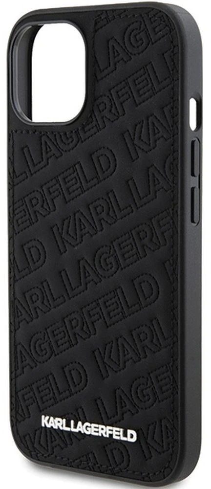 Karl Lagerfeld KLHCP15SPQKPMK iPhone 15/ 14 / 13 6.1″ juodos spalvos kietas dėklas Quilted K Pattern