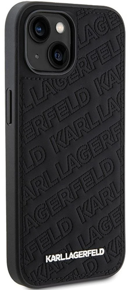 Karl Lagerfeld KLHCP15SPQKPMK iPhone 15/ 14 / 13 6.1″ juodos spalvos kietas dėklas Quilted K Pattern
