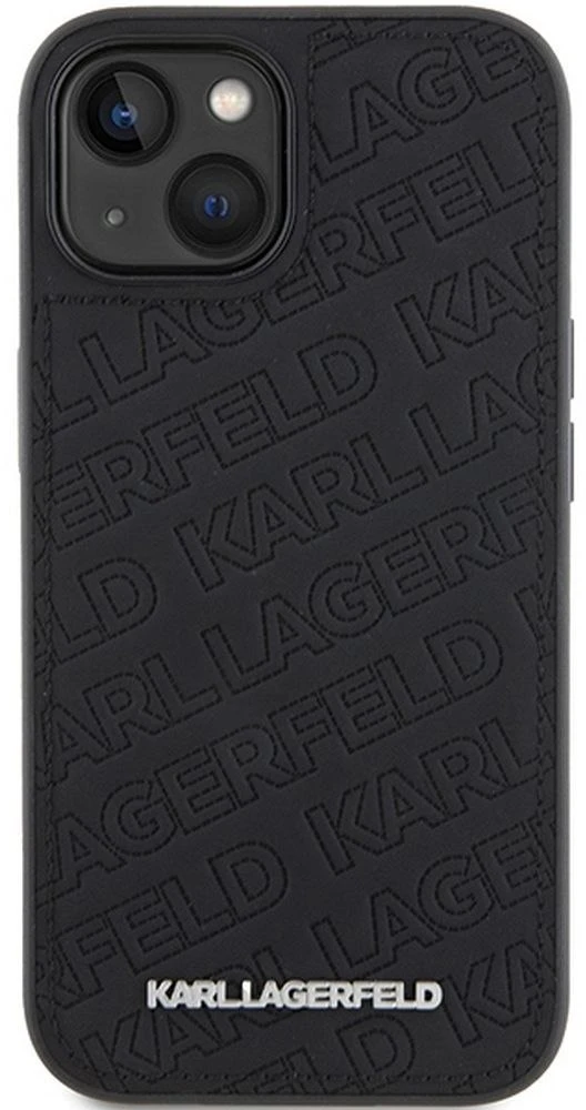 Karl Lagerfeld KLHCP15SPQKPMK iPhone 15/ 14 / 13 6.1″ juodos spalvos kietas dėklas Quilted K Pattern
