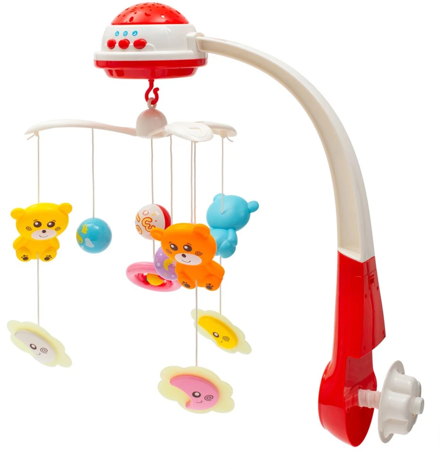 BABY MIX 37046 Plastikinė karuselė su projektoriumi raudona