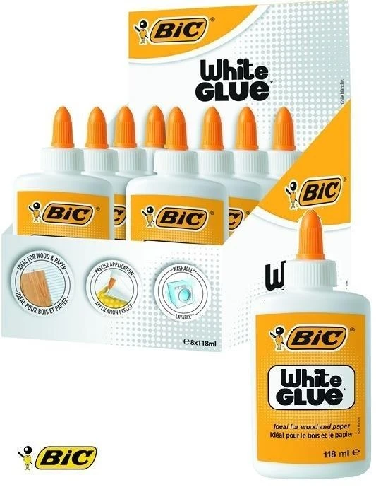 Klijai balti BIC 118 ml 8 vnt. rinkinys