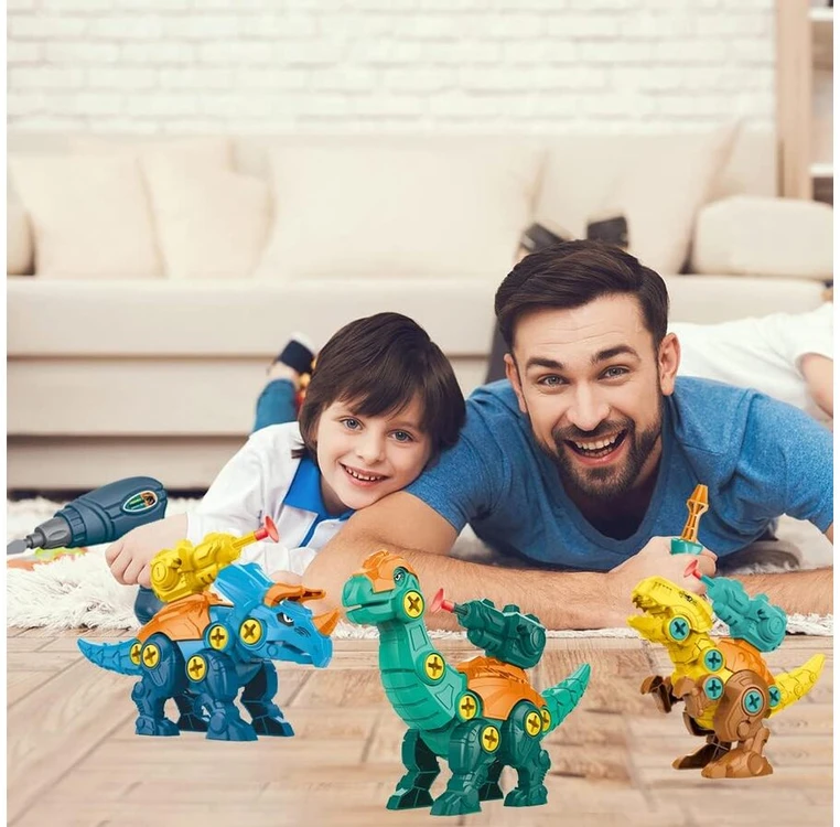 Konstruktoriaus rinkinys dinozaurai su atsuktuvu ir dėžute