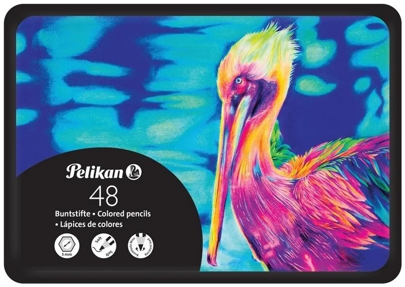 Kreidelės PELIKAN 48 spalvų metaliniame dėkle