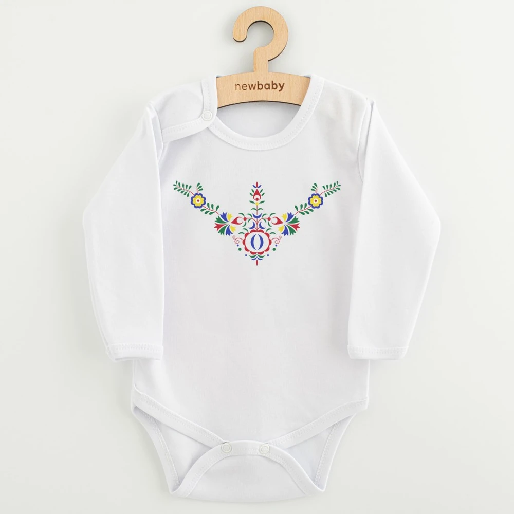 Kūdikių bodis su New Baby Folk Pattern gėlių raštu