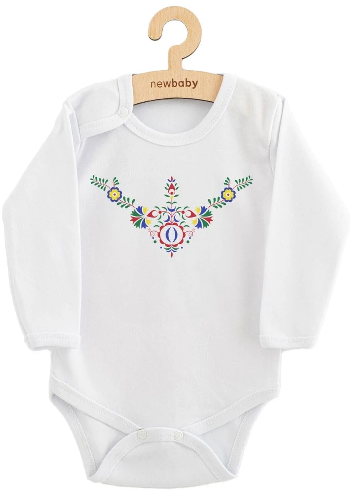 Kūdikių bodis su New Baby Folk Pattern gėlių raštu