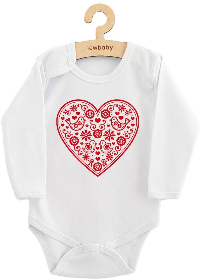 Kūdikių bodis su raštu New Baby Folk Pattern Raudona Heart