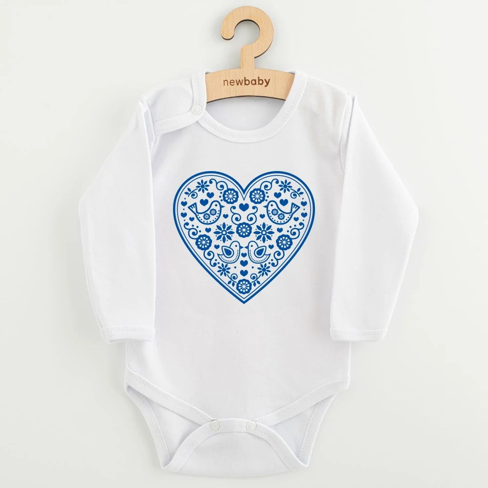 Kūdikių bodis su raštu New Baby Folk Pattern Mėlyna Heart
