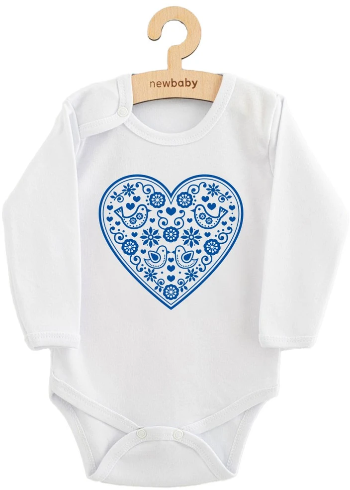 Kūdikių bodis su raštu New Baby Folk Pattern Mėlyna Heart