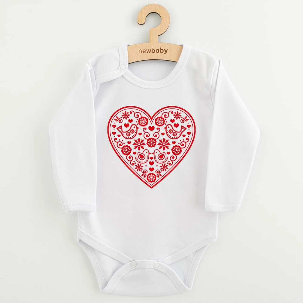 Kūdikių bodis su raštu New Baby Folk Pattern Raudona Heart
