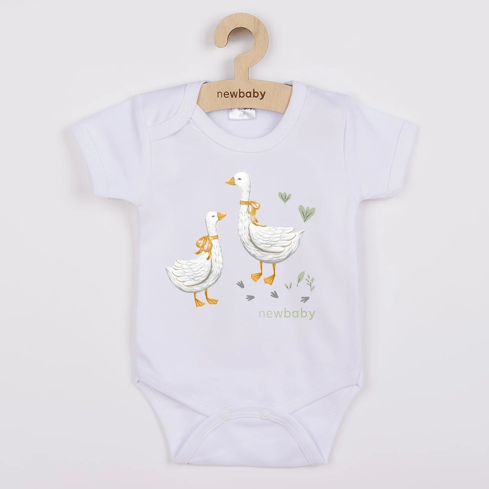 Kūdikių bodis su spauda New Baby Goose – trumpomis rankovėmis