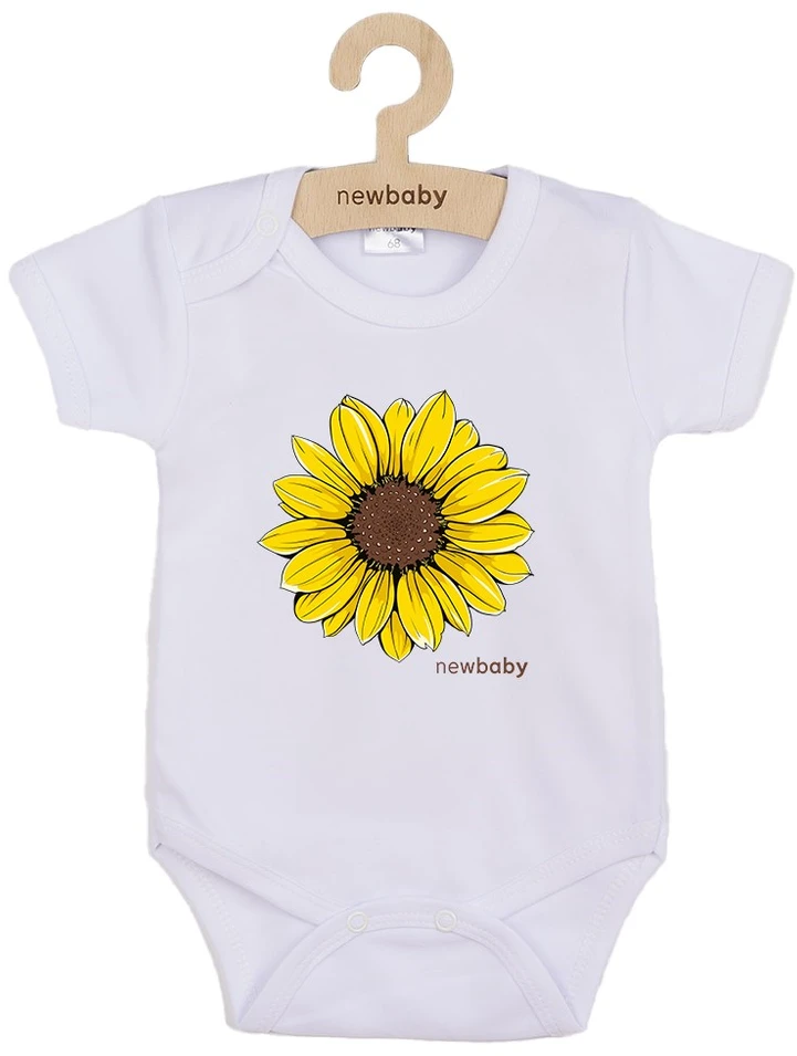 Kūdikių bodis su spauda New Baby Sunflower – trumpomis rankovėmis