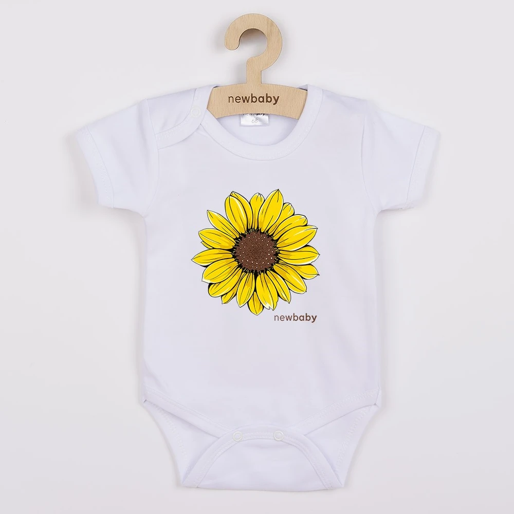 Kūdikių bodis su spauda New Baby Sunflower – trumpomis rankovėmis