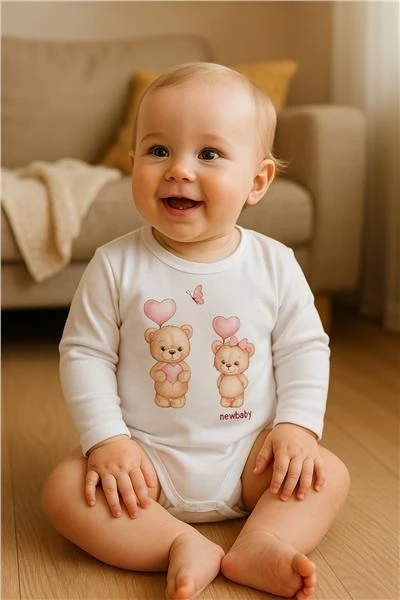 Kūdikių bodis su spaudiniu New Baby Love Bears
