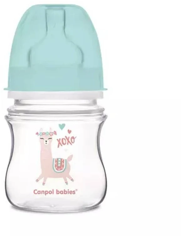 Canpolbabies CANPOL 35/220 EasyStart Exotic 120ml buteliukas nuo dieglių plačios burnos žalias