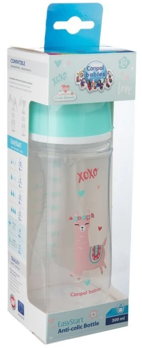 CANPOL 35/222 EasyStart Egzotiškas platus buteliukas nuo dieglių 300ml žalias