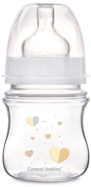 Canpolbabies CANPOL BABIES plataus kaklelio buteliukas EASYSTART ANTI-COLIC, beige hearts, 120 ml, 35/216