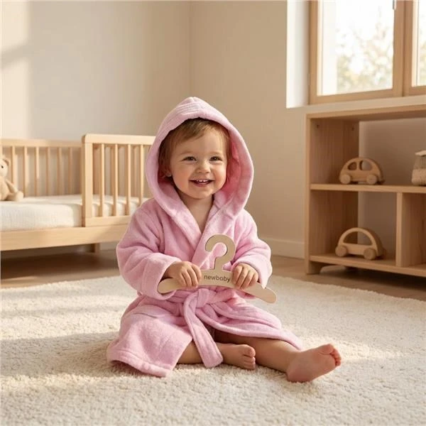 Kūdikių chalatas su gobtuvu New Baby rožinis