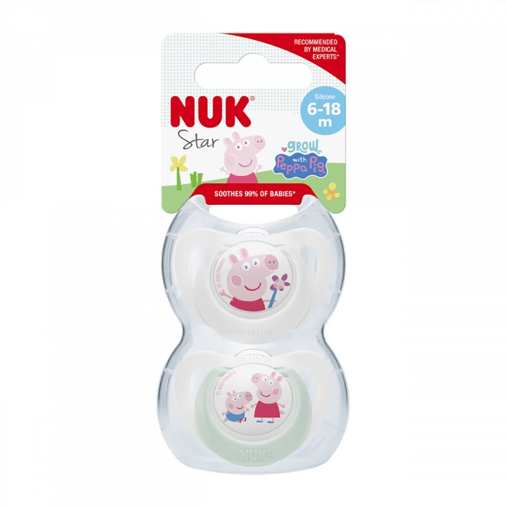 NUK 176335 čiulptukas 6-18m PEPPA silikonas