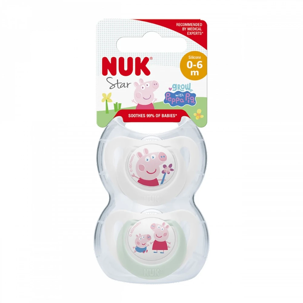 NUK 175333 čiulptukas 0-6m silikoninis PEPPA 2 vnt