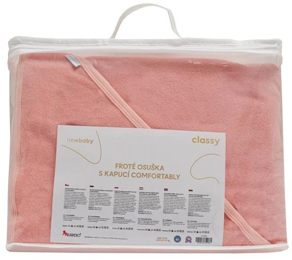 Kūdikių frotinis rankšluostis su gobtuvu New Baby Comfortably 80x80 cm rožinis