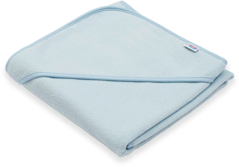 Kūdikių frotinis rankšluostis su gobtuvu New Baby BASIC 80x80 mėlynas