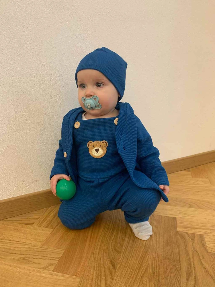Kūdikių medvilninė kepurė New Baby Luxury mėlyna, dydis 92/98