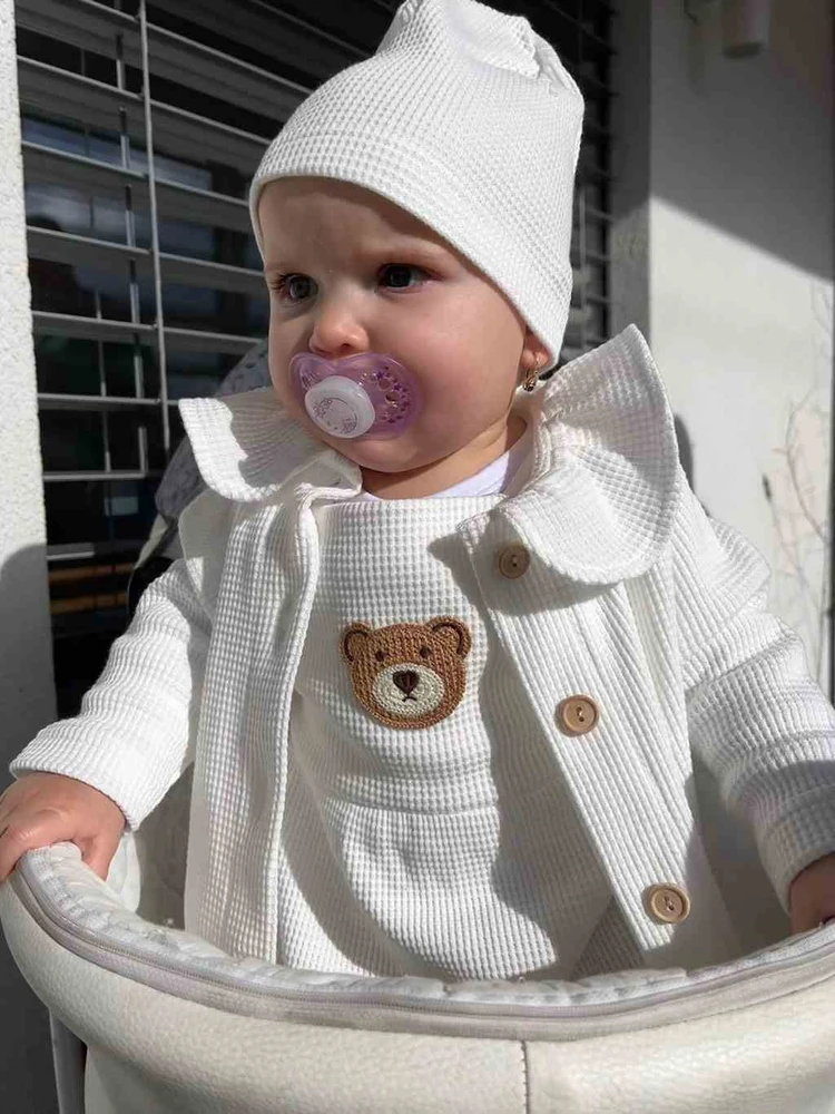 Kūdikių medvilninė kepurė New Baby Luxury balta, dydis 92/98