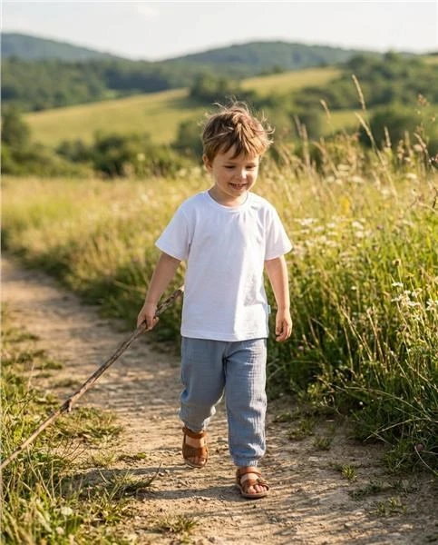 Kūdikių medvilninių marškinėlių ir muslino kelnių rinkinys New Baby Kindergarten mėlynos ir pilkos spalvų
