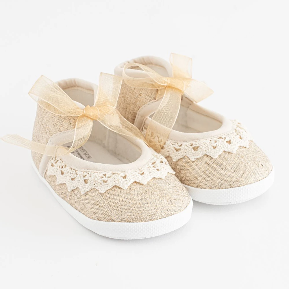 Kūdikių nėriniuoti bateliai New Baby, rudi, 3-6 mėn., dydis 3-6 mėn.