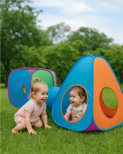 Dėlionė Kūdikių palapinė Baby Mix 3in1 oranžinė-mėlyna