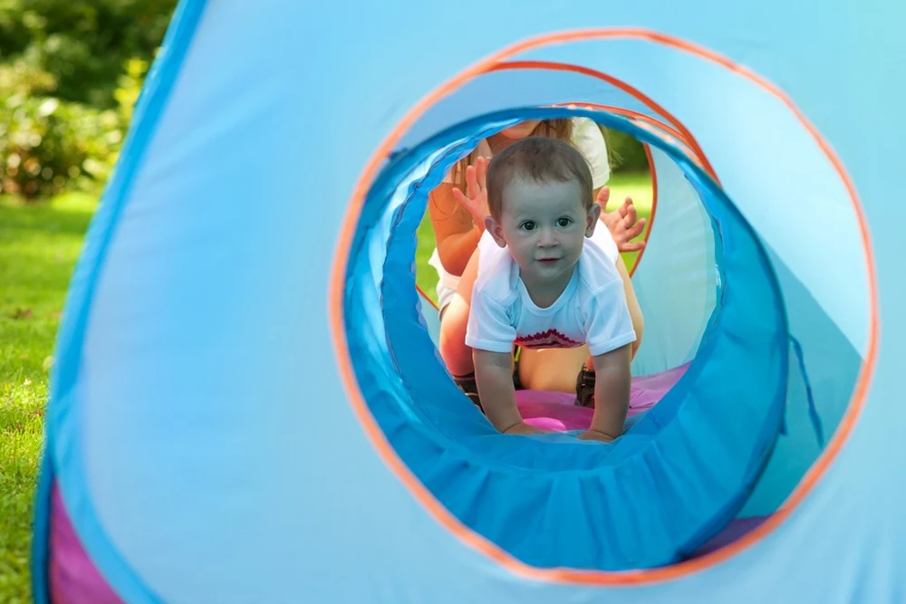 Dėlionė Kūdikių palapinė Baby Mix 3in1 oranžinė-mėlyna