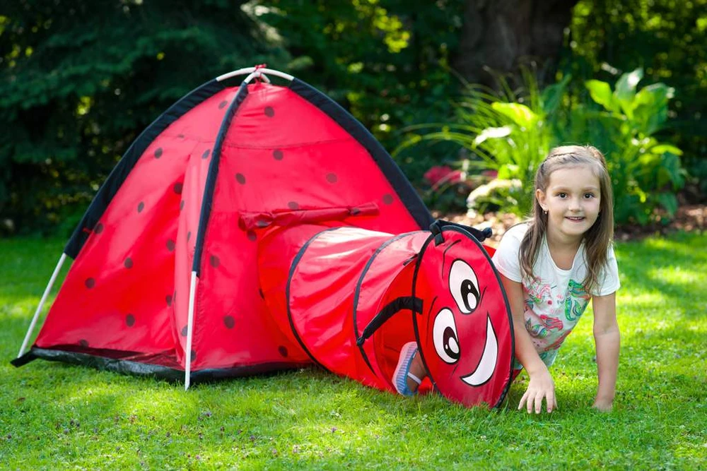 Kūdikių palapinė Baby Mix Ladybug su raudonu tuneliu